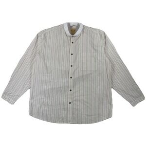 Wah Maker Frontier Banded Collar Button Up Shirt Men's XL Striped USA Made